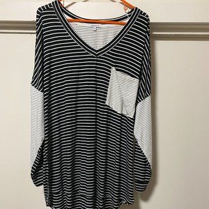 White Birch Black and White Striped Tunic